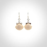 Hand made woolly mammoth tusk fanshell earrings with Sterling Silver. Mammoth tusk fanshell earrings with Sterling silver. Made by NZ Pacific and sale online only.